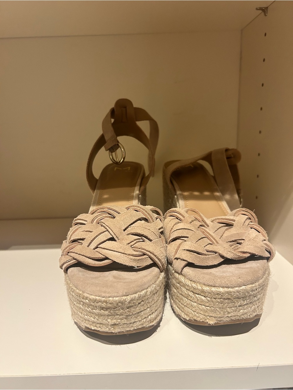 Marc Fisher Braided Suede Espadrille Platform Sandals - Beige